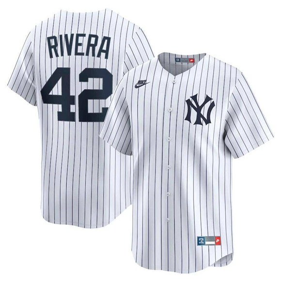 Men's New York Yankees #42 Mariano Rivera White Home Limited Stitched Baseball Jersey
